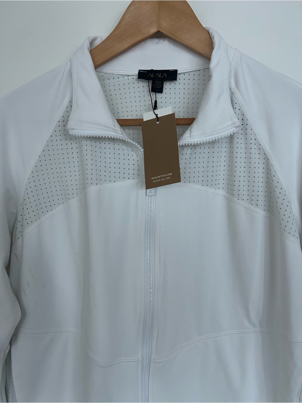 Alala White Perforated Zip Bomber Jacket